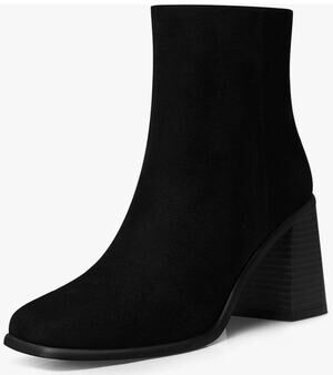 CELLENZ Women Heel Ankle Boots: Black Suede Block Heel Booties Size 8.5
